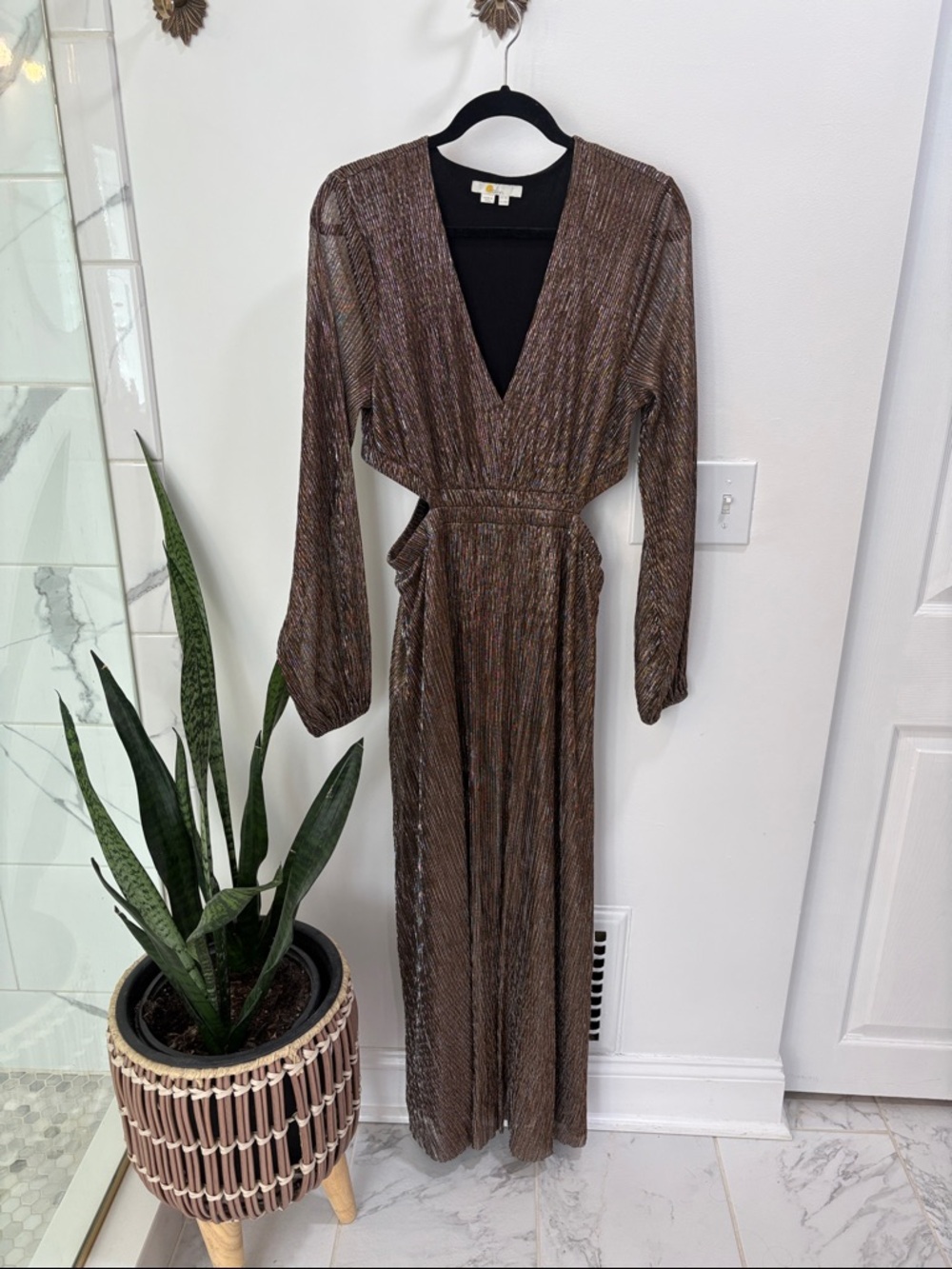 Boden Metallic Bronze Maxi Dress